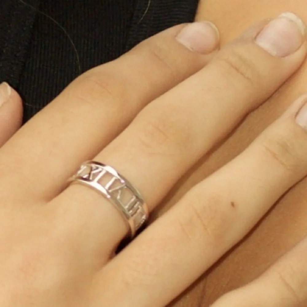 Sterling Silver Roman Numeral Band Ring